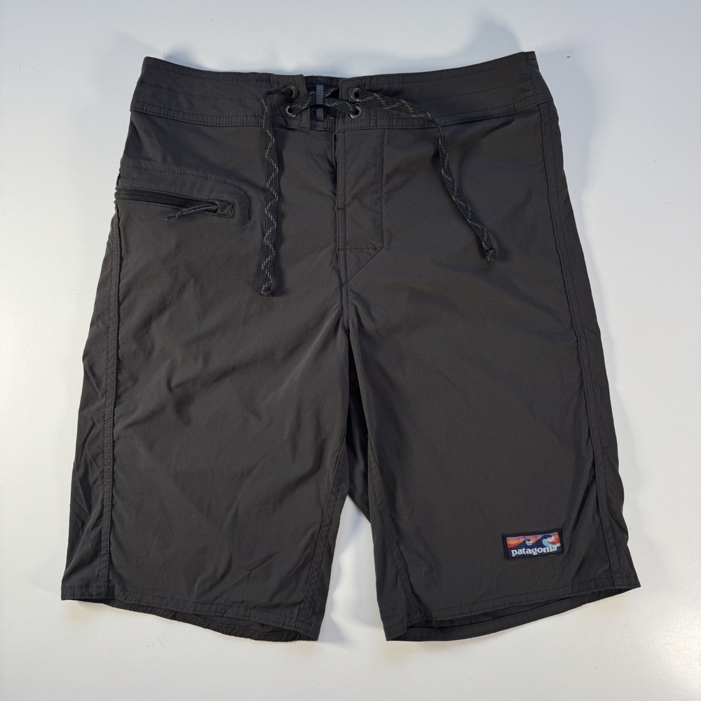 PATAGONIA Wavefarer Board Shorts Mens 28 Black 10" Swim Surf Trunks Beach‎ River